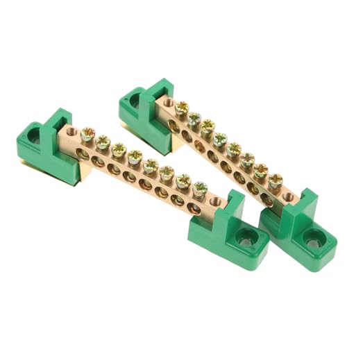 VALICLUD 2 Stück Kupfer Erdungsschiene Poligem Sammelschienen Busbar für Elektroverteiler Robuste Kupferklemme für Stromverteilungsblock und Erdungsanschluss Einfache Montage für von VALICLUD