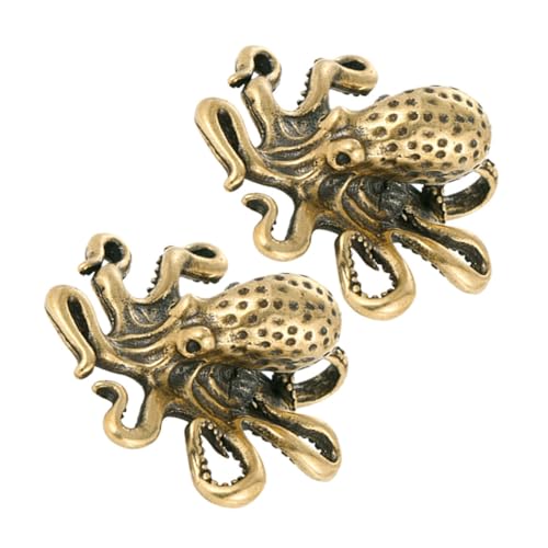 VALICLUD 2 Stück Messing Miniatur Figuren Solide Vintage Tierornamente mit Filigraner Detailarbeit Attraktive Dekoration für Schreibtisch Wohnzimmer und Büro von VALICLUD