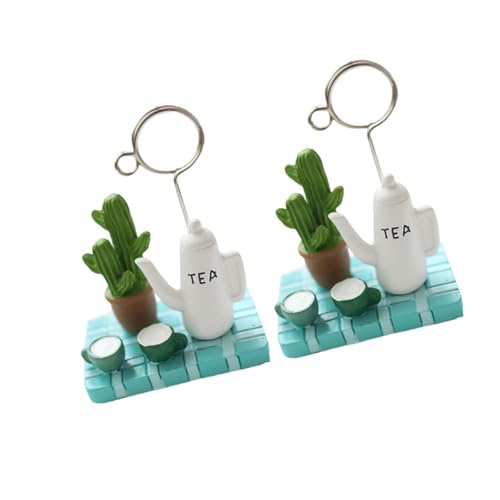 VALICLUD 2 Stück Mini Teekannen Bonsai Clips aus Resin Niedliche Memo Fotohalter für Schreibtischdekoration Kreative Tisch organizer Stabile Klammern für Nachrichten und Karten von VALICLUD