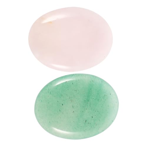 VALICLUD 2 Stück Oval Geformte Teiliges Kristallsteine Desktop Dekoration Natürliche Jade und Grüner Aventurin Farbenfrohe Schreibtischornamente für Zuhause und Büro Stimmungsaufhellende von VALICLUD
