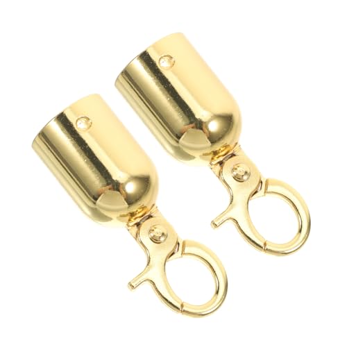 VALICLUD 2 Stück Seilendstopper mit Karabinerhaken Robuste Kordelendkappen für Menschenkontrolle und Warteschlangenteiler für Absperrseile und Handläufe Goldfarben von VALICLUD