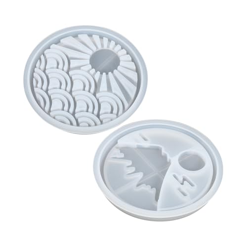 VALICLUD 2 Stück Silikon Coaster Formen Sunrise Design Flexibel Leicht zu Reinigen DIY Untersetzer Gießform für Epoxidharz Bastelbedarf von VALICLUD