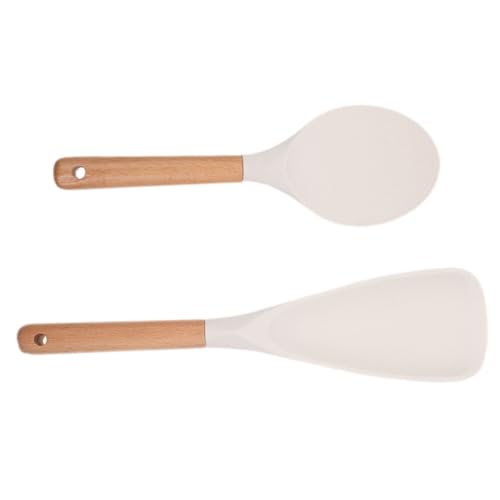 VALICLUD 2 Stück Silikon Reislöffel Hitzebeständig Ergonomisch Geformt Rutschfest Küchenutensil für Haushalt und Reiskocher Täglicher Gebrauch von VALICLUD