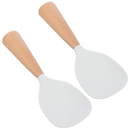 VALICLUD 2 Stück Silikon reislöffel mit Holzgriff Hitzebeständig und Antihaftbeschichtet Selbststehender Reispaddel für Küche und Reiskocher Leichte Haushalts löffel zum Einfachen von VALICLUD