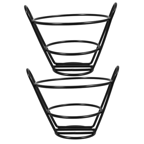 VALICLUD 2 Stück Snackständer aus schwarzem Metall French Fries Korb aus Draht Vielseitiger Snackhalter für Pommes Chicken Bites für Restaurant Catering Party und Zuhause von VALICLUD