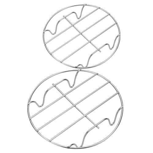 VALICLUD 2 Stück Teiliges Edelstahl Dampfgarer Einsatz Multifunktionale Runde Topf und Backrostständer Hitzebeständig und Langlebig zum Dämpfen Braten und Backen Küche von VALICLUD