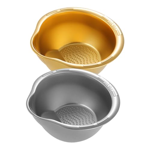 VALICLUD 2 Stück Teiliges Feinmaschiges Küchensieb Obst Gemüse Waschkorb mit Rutschfestem Boden Rostfrei Abtropfsieb für Reis und Salat Spülmaschinenfest Gold Silber von VALICLUD