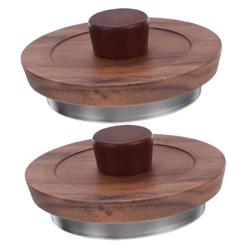 VALICLUD 2 Stück Teiliges Holzkappen für Teetassen und Teekannen Luftdichtes Natürliches Walnussholz Elegantes Design Passform zur Aromaveriegelung und Stilvollen Teezubereitung von VALICLUD