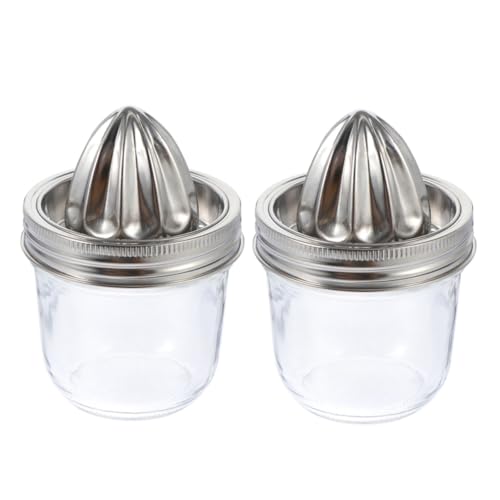 VALICLUD 2 Stück Teiliges Manuelles Edelstahl Citrus Saftpresse mit Attraktiven Gläsern für Multifruchtigen Saftmix Einfache Handbedienung Langlebiger Deckel für Küchengebrauch von VALICLUD