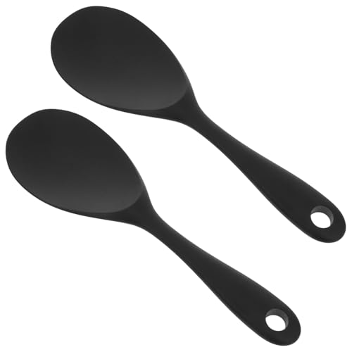 VALICLUD 2 Stück Teiliges Reislöffel Groß Antihaftbeschichtet Hitzebeständig Küchenutensilien Löffel Reis Suppenportionierer Spülmaschinenfest Schwarz von VALICLUD