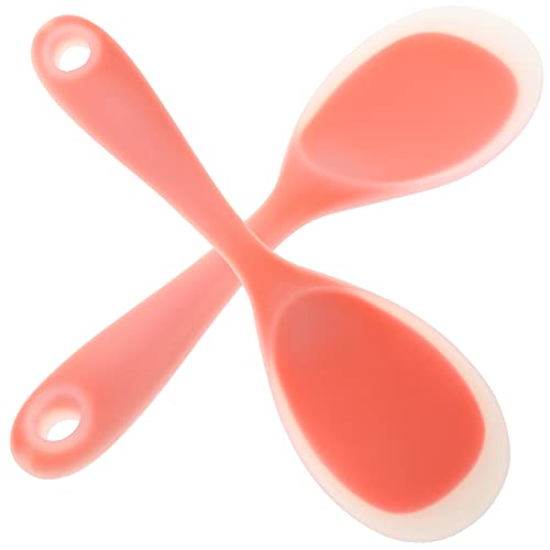 VALICLUD 2 Stück Teiliges Silikon Reispaddel Set Hitzebeständige Rutschfeste Reis Schaufeln für Haushalt Leicht zu Reinigen Ergonomisches Design Transparent Orange von VALICLUD