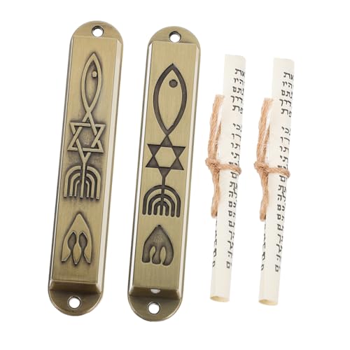 VALICLUD 2 Stück Teiliges Vintage Metall Mezuzah Dekorative Türplakette mit Feiner Verarbeitung und Rundem Rand Leichte Hausdekoration im Retro Stil für Stilvolle Innenräume VALICLUD 2 Stück Teiliges Vintage Metall Mezuzah Dekorative Türplakette mit Feiner Verarbeitung und Rundem Rand Leichte Hausdekoration im Retro Stil für Stilvolle Innenräume von VALICLUD