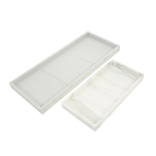 VALICLUD 2 Stück Teiliges Weißes Silikon Badezimmer Tablett Rechteckiger Vanity Organizer für Schmuck Kosmetik Ringe Vielseitige Aufbewahrung für Waschbecken Wc Tank Schminktisch und VALICLUD 2 Stück Teiliges Weißes Silikon Badezimmer Tablett Rechteckiger Vanity Organizer für Schmuck Kosmetik Ringe Vielseitige Aufbewahrung für Waschbecken Wc Tank Schminktisch und von VALICLUD