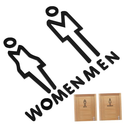 VALICLUD 2 Stück Toilettenschilder Schwarz Minimalistisches Design Selbstklebend Leicht Entfernbar für Badezimmer Hotel Restaurant Büro Einfache Montage Tür oder Wand von VALICLUD