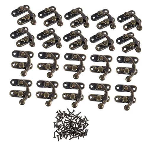 VALICLUD 20 Stück Teiliges Antike Schloss Kiste Hakenverschluss im Bronze Rechter Riegelhaken mit Schrauben Retro design Curved Buckle für Schmuckschatulle Geschenkbox Kosmetik von VALICLUD