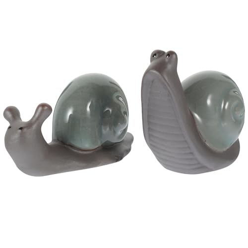 VALICLUD 2Pcs Schnecke Figuren Keramik Miniatur Schnecke Ornamente Tee Haustier Ornament Fairy Garten Tiere Porzellan Tier Figur Bonsai Anlage Dekorationen von VALICLUD