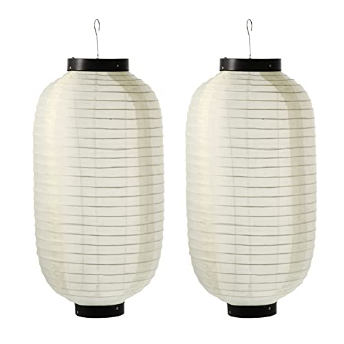 VALICLUD 2Pcs Traditionelle Japanische Laternen Beige Silk Hängende Sushi Bar Laterne Faltbare wasserdichte Chinesische Laternen Lichter für Hochzeit Festival Party Haus Hof Ramen von VALICLUD