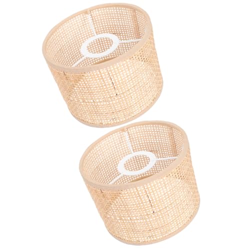 VALICLUD 2Stücke Gewebter Rattan Lampenschirm für Stehlampe und Pendelleuchte Rustikales Design Handgefertigt Einfache Montage für Gemütliche Innendekoration von VALICLUD