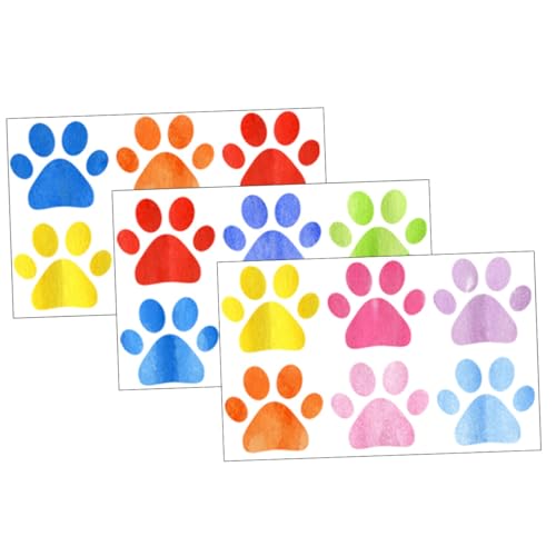 VALICLUD 3 Blätter Selbstklebende Hundepfoten Wandtattoos aus Farbige Langlebige Aufkleber für Badezimmer und Kinderzimmer Pfotenförmige Wanddekoration ohne Rückstände Einfach Anzubringen von VALICLUD