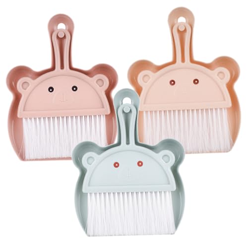 VALICLUD 3 Sätze Handfeger und Kehrblech Mini Tischkehrset Kompakt für Haushalt Büro Schreibtisch Langlebig und Praktisch in Drei Farben für Tisch Oberflächenreinigung von VALICLUD