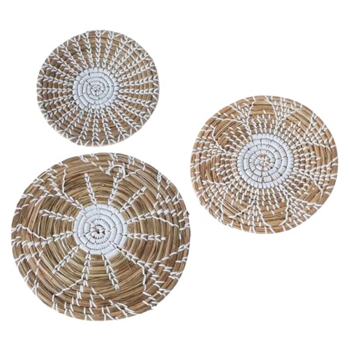 VALICLUD 3 Stück Boho Gewebte Wandkörbe Teiliges aus Natürlichem Seegras Handgefertigte Wanddeko für Wohnzimmer Schlafzimmer Esszimmer Vintage Wandornament Langlebige Wandhänger von VALICLUD