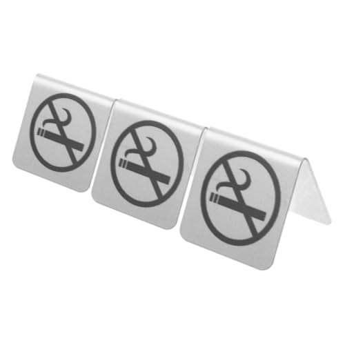 VALICLUD 3 Stück Edelstahl No Smoking Schild Doppelseitig Robust Klare Mitteilung Vielseitig für Zuhause Büro Hotel Restaurant Modernes Minimalistisches Design von VALICLUD