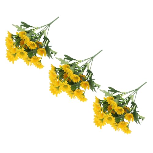 VALICLUD 3 Stück Teiliges Künstliches Blumen Bouquet Lebensechte Gelbe Dekoblumen Pflegeleicht Langlebig Realistische Kunstpflanzen für Büro Hochzeit Tischdekoration von VALICLUD