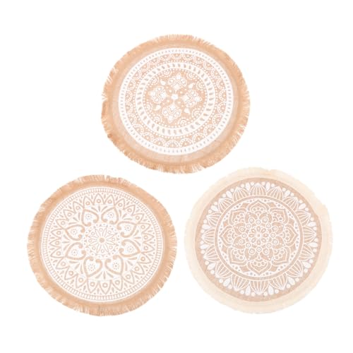 VALICLUD 3 Stück Teiliges Rundes Tischset mit Mandala Tassel Design Hitzebeständige Baumwolle Leinen Platzmatten für Esstisch Dekorative Untersetzer für Familienfeiern und Restaurants VALICLUD 3 Stück Teiliges Rundes Tischset mit Mandala Tassel Design Hitzebeständige Baumwolle Leinen Platzmatten für Esstisch Dekorative Untersetzer für Familienfeiern und Restaurants von VALICLUD