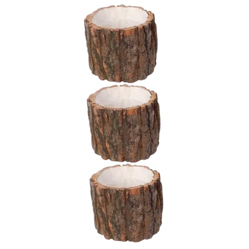VALICLUD 3 Stück Vintage Holzstumpf Pflanztopf Imitierter Blumentopf für Zimmerpflanzen Balkon Gartendekoration Rustikaler Pflanzkübel für Home Office Deko von VALICLUD