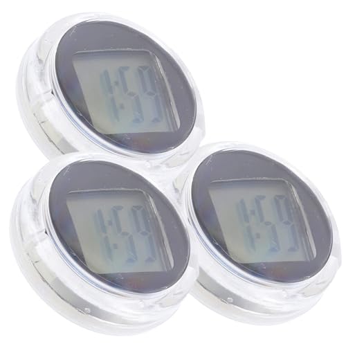 VALICLUD 3 Stück Wasserdichte Mini Digitaluhr für Auto und Motorrad Flach Klebbar Robuste Abs-uhrzeit-anzeige Geeignet für Motorrad Fahrrad Pkw Praktische Digitale Klebeuhren von VALICLUD