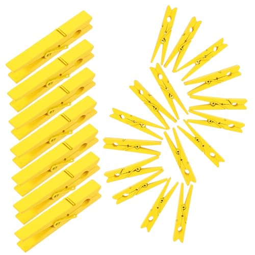 VALICLUD 30 Stück Teiliges Holz Wäscheklammern Gelb Stabile Holzklammern aus Holz und Metall zum Aufhängen von Kleidung Decken und Quilt Praktisch und Leicht für Alltag von VALICLUD
