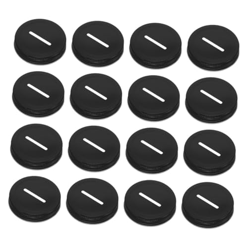 VALICLUD 30 Stück Teiliges Schwarze Metalldeckel für Einmachgläser mit Praktischem Griffdesign Sicherer Sitz für Vorratsgläser für DIY Sparbüchsen und Bastelprojekte von VALICLUD