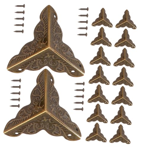 VALICLUD 35 Stück Teiliges Vintage Eckenschutz aus Antikem Messing mit Schrauben Robuste Kantenschoner für Holzmöbel Schmuckkästen und DIY Projekte Scharfe Kanten Sicher Abdecken von VALICLUD