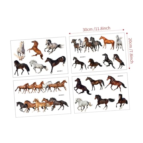 VALICLUD 4 Blätter Pferde Wandtattoo Pvc gebürstet Wandsticker Tiermotive Kinderzimmer Schlafzimmer Wanddeko Ablösbar ohne Rückstände Langlebig und Einfach Anzubringen von VALICLUD