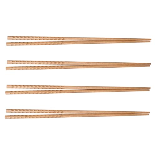 VALICLUD 4 Paare Extra Lange Essstäbchen aus Robustem Buchenholz Hitzebeständig und Wiederverwendbar zum Braten für Hot Pot Nudeln und Bbq Küchenstäbchen für Sicheres Kochen und von VALICLUD