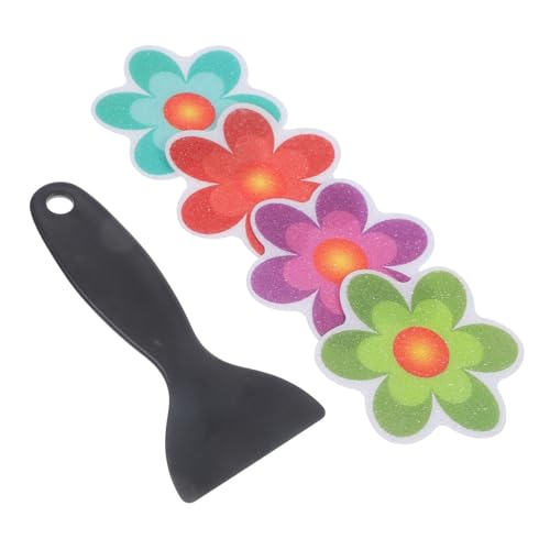 VALICLUD 4 Stück Frosted Rutsch Fliesenaufkleber mit Cartoon Blumenmotiven Selbstklebend rutschfest für Badewanne und Dusche und Dekorativ Einfache Montage von VALICLUD