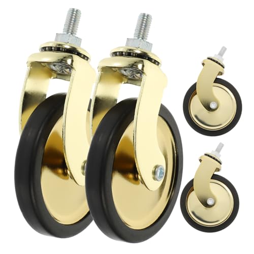 VALICLUD 4 Stück Goldene Möbelrollen Möbelräder aus Langlebiger Legierung Geräuscharm und Multifunktional für Schreibtisch Stuhl Rollwagen und Transportmöbel im Haushalt von VALICLUD