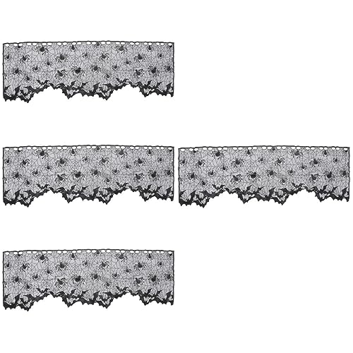 VALICLUD 4 Stück Halloween Spitze Fenstervorhang Spinnennetz Tischdecke Fledermäuse Türvorhang Schwarze Spitze Spinnennetz Lampenschirm Kamintuch Tischdecke Duschvorhänge VALICLUD 4 Stück Halloween Spitze Fenstervorhang Spinnennetz Tischdecke Fledermäuse Türvorhang Schwarze Spitze Spinnennetz Lampenschirm Kamintuch Tischdecke Duschvorhänge von VALICLUD