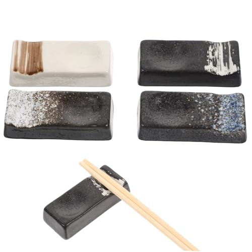 VALICLUD 4 Stück Keramik Essstäbchenablage Japanischer Stil mit Löffel Gabelhalter Langlebig Glatte Oberfläche Vielseitig als Tischdekoration und Schreibpinselhalter Geeignet für Haushalt von VALICLUD