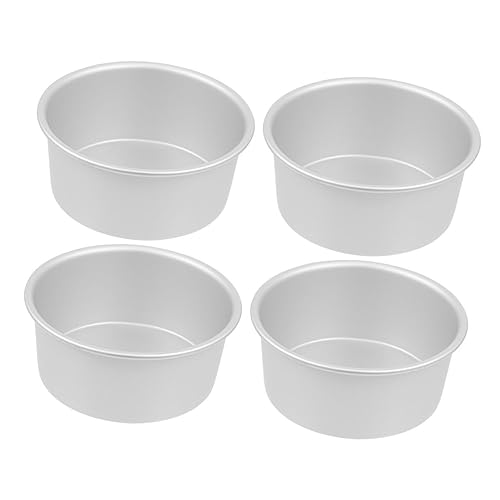 VALICLUD 4 Stück Runde Backform Anodisierte Kuchenformen mit Glatter Oberfläche Hitzebeständig für Torten Mousse Dessert Geeignet für Profi und Hobbybäcker von VALICLUD