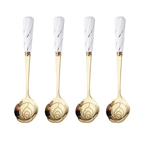 VALICLUD 4 Stück Teiliges Eleganter Blumenform Löffel aus und Keramik Dessert und Eislöffel für Kaffeeliebhaber und Freunde Leicht zu Reinigen und Wiederverwendbar VALICLUD 4 Stück Teiliges Eleganter Blumenform Löffel aus und Keramik Dessert und Eislöffel für Kaffeeliebhaber und Freunde Leicht zu Reinigen und Wiederverwendbar von VALICLUD