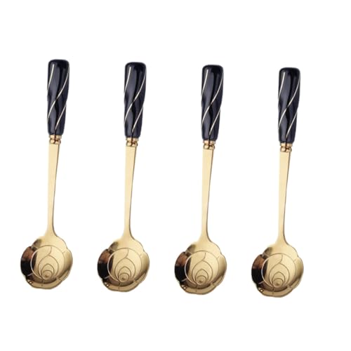 VALICLUD 4 Stück Teiliges Kaffeelöffel mit Blütenförmiger Schaufel Keramikgriff Multipurpose Dessertlöffel für Kaffee Eis und Haushalt VALICLUD 4 Stück Teiliges Kaffeelöffel mit Blütenförmiger Schaufel Keramikgriff Multipurpose Dessertlöffel für Kaffee Eis und Haushalt von VALICLUD