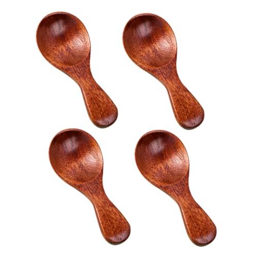 VALICLUD 4 Stück Teiliges Kleine Holzlöffel mit Kurzem Griff Glatte Oberfläche Langlebige Dessert Milchpulverlöffel für Sicher und Einfach zu Reinigen von VALICLUD