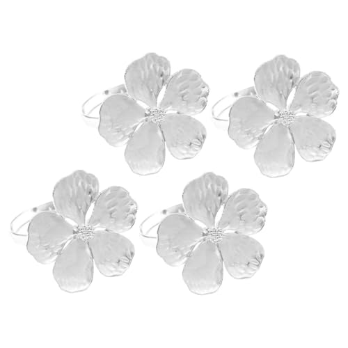 VALICLUD 4 Stück Teiliges Metall Serviettenringe Silber Dekorative Napkin Buckles für Hochzeit Party Restaurant Tischdekoration Langlebig und Stilvoll von VALICLUD