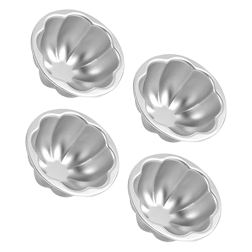 VALICLUD 4 Stück Teiliges Mini Tart Backform aus Aluminiumlegierung Stabile Muffin und Cupcake Förmchen mit Blumenrand Antihaftbeschichtet Vielseitig für Kuchen Pudding und Gebäck von VALICLUD
