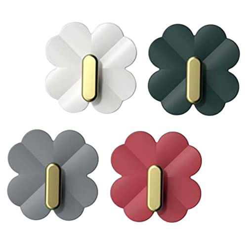 VALICLUD 4 Stück Teiliges Selbstklebende Wandhaken Kleeblatt Design Farbig ohne Bohren Schwerlast Kunststoff Haken für Bad Handtuch Schlüssel Aufhängung von VALICLUD