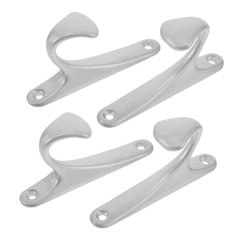 VALICLUD 4 Stück Wandmontierter Garderobenhaken aus Langlebiger Aluminiumlegierung Moderner Silberner Mantelhaken zur Vielseitigen Aufbewahrung von Mänteln Hüten Handtüchern und Taschen von VALICLUD