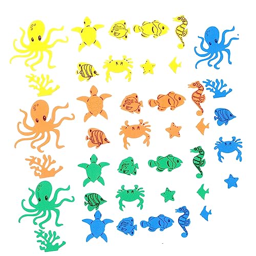 VALICLUD 44 Stück Teiliges Eva Schaumstoff Selbstklebenden Meeres Tier Wandstickern für Badezimmer Inklusive Krabbe Oktopus Schildkröte und Seepferd Kreative Lernaufkleber Zufällige Farbe von VALICLUD