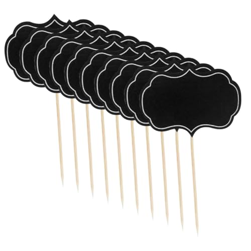VALICLUD 48 Stück Teiliges Beschreibbares Kreidetafel Cupcake Picks Wiederverwendbare Food Labels für Party Buffet Hochzeit und Käse Schwarze Essbare Markierungsschilder für Buffet und von VALICLUD