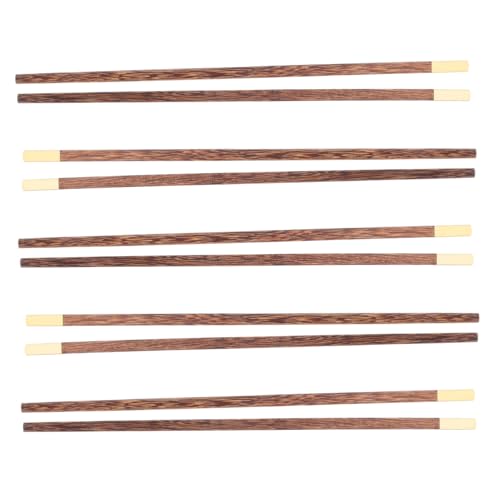 VALICLUD 5 Paare Extra Lange Essstäbchen aus Hartholz mit Kupferkopf Hitzebeständig zum Kochen und Hot Pot Stabile Holz kochstäbchen für Haushalt und Grill Naturbelassen Langlebig von VALICLUD